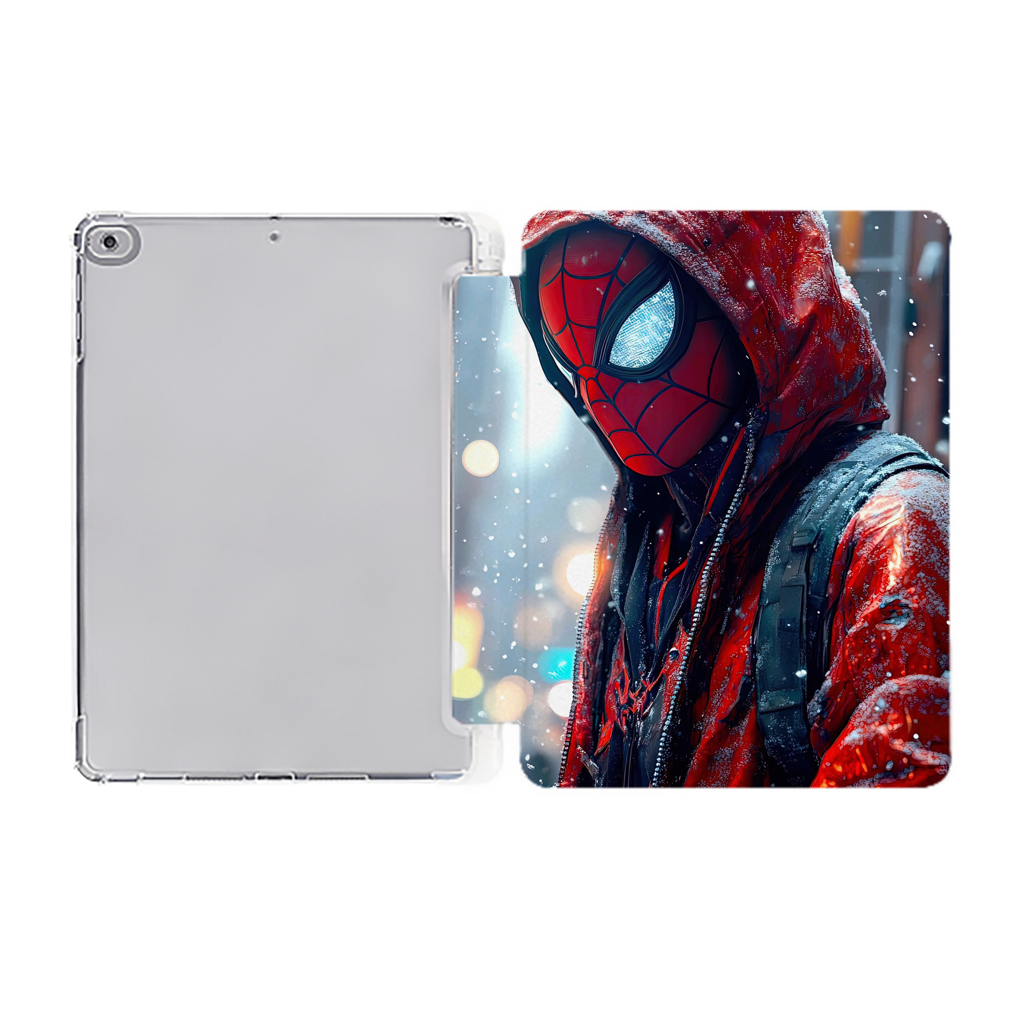 （画像用） Spider Man スパイダーマン IPad ケース ペン収納付き 三つ折りスタンド PUレザー×シリコン 対応機種9.5/10.5/10.9インチ
